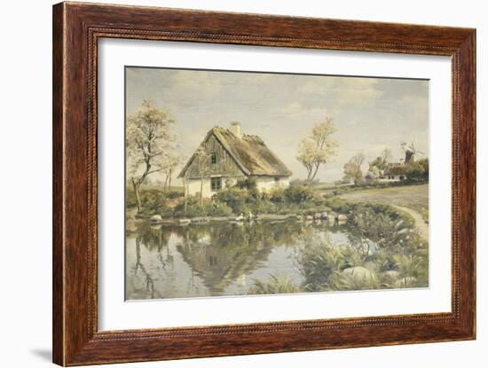 A Cottage by a Pond-Peder Mork Monsted-Framed Giclee Print