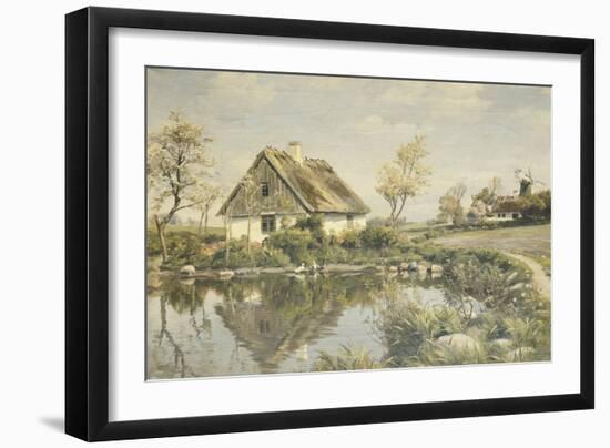 A Cottage by a Pond-Peder Mork Monsted-Framed Giclee Print