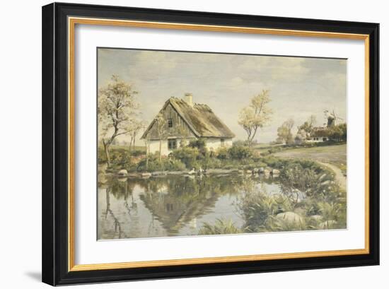 A Cottage by a Pond-Peder Mork Monsted-Framed Giclee Print