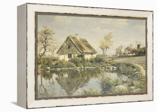 A Cottage by a Pond-Peder Mork Monsted-Framed Premier Image Canvas