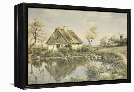 A Cottage by a Pond-Peder Mork Monsted-Framed Premier Image Canvas