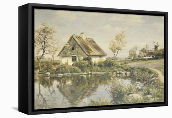 A Cottage by a Pond-Peder Mork Monsted-Framed Premier Image Canvas