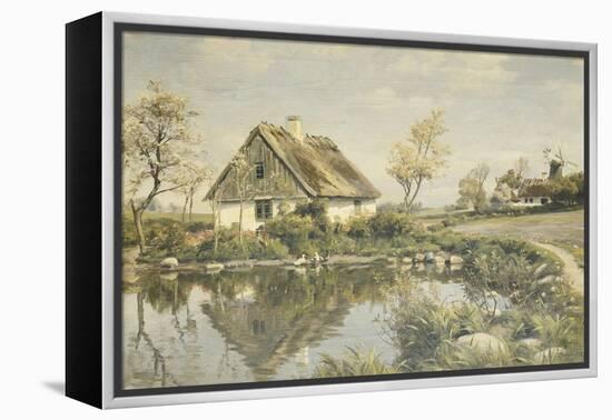 A Cottage by a Pond-Peder Mork Monsted-Framed Premier Image Canvas