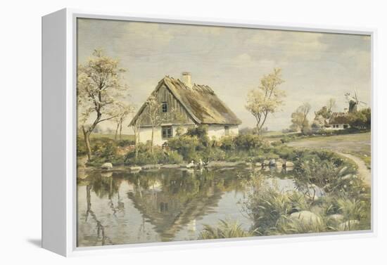 A Cottage by a Pond-Peder Mork Monsted-Framed Premier Image Canvas