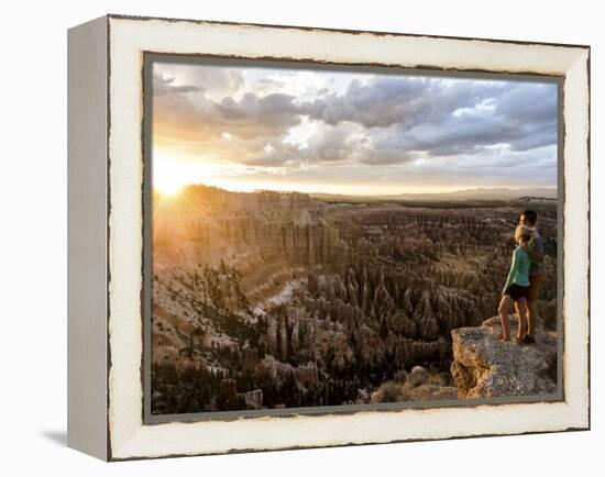 A Couple at Sunset in Bryce Canyon National Park, Utah, in the Summer Overlooking the Canyon-Brandon Flint-Framed Premier Image Canvas