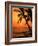 A Couple in Silhouette, Enjoying a Romantic Sunset Beneath the Palm Trees in Kailua-Kona, Hawaii-Ann Cecil-Framed Photographic Print