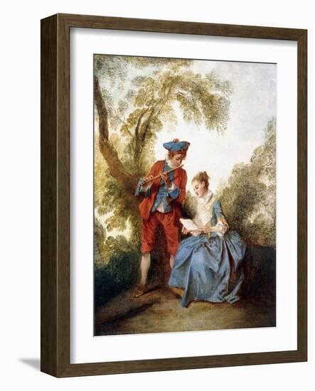 A Couple Making Music in a Landscape-Nicolas Poussin-Framed Giclee Print