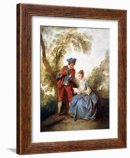 A Couple Making Music in a Landscape-Nicolas Poussin-Framed Giclee Print