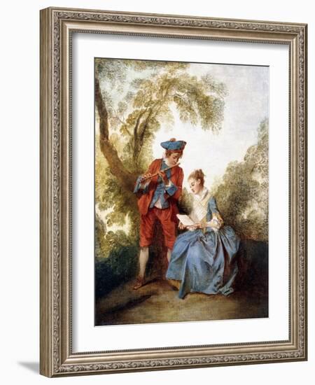 A Couple Making Music in a Landscape-Nicolas Lancret-Framed Giclee Print