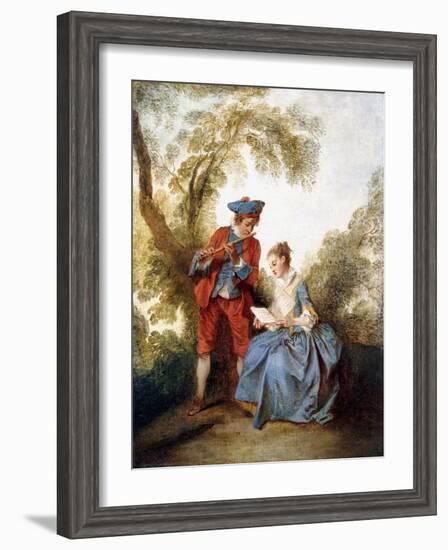 A Couple Making Music in a Landscape-Nicolas Lancret-Framed Giclee Print