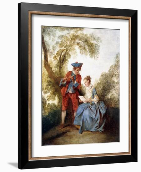 A Couple Making Music in a Landscape-Nicolas Lancret-Framed Giclee Print