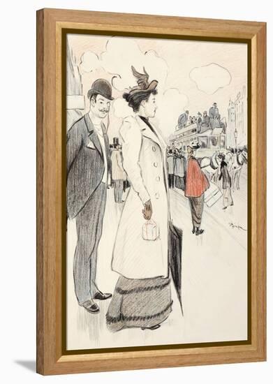 A Couple Waiting for a Bus-Théophile Alexandre Steinlen-Framed Premier Image Canvas