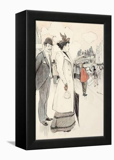 A Couple Waiting for a Bus-Théophile Alexandre Steinlen-Framed Premier Image Canvas