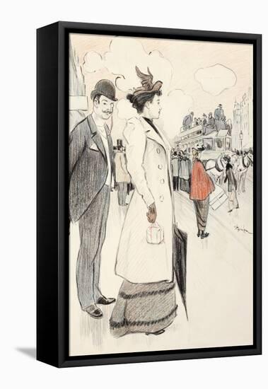 A Couple Waiting for a Bus-Théophile Alexandre Steinlen-Framed Premier Image Canvas