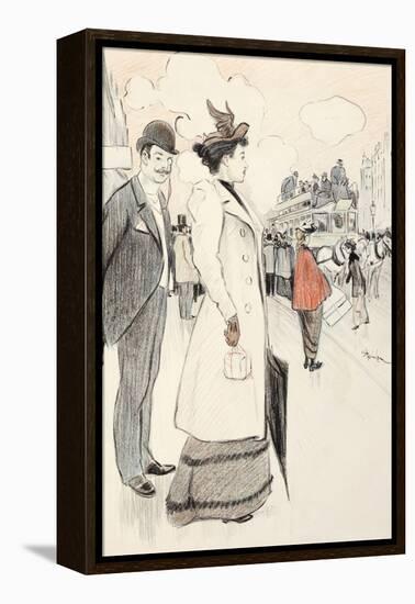 A Couple Waiting for a Bus-Théophile Alexandre Steinlen-Framed Premier Image Canvas