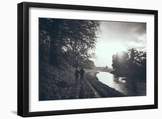 A Couple Walking Along a Canal on a Wet Day-Clive Nolan-Framed Photographic Print