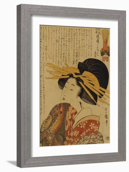 A Courtesan Raising Her Sleeve-Kitagawa Utamaro-Framed Giclee Print