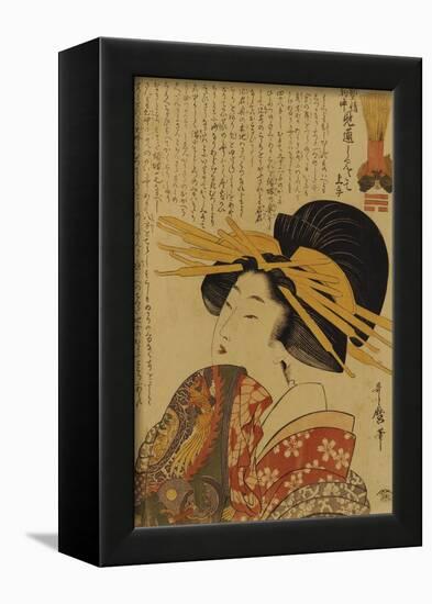 A Courtesan Raising Her Sleeve-Kitagawa Utamaro-Framed Giclee Print