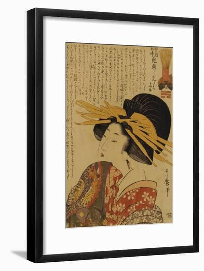 A Courtesan Raising Her Sleeve-Kitagawa Utamaro-Framed Giclee Print