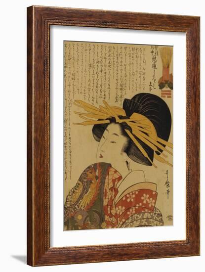 A Courtesan Raising Her Sleeve-Kitagawa Utamaro-Framed Giclee Print