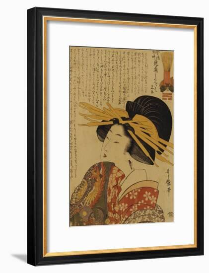 A Courtesan Raising Her Sleeve-Kitagawa Utamaro-Framed Giclee Print