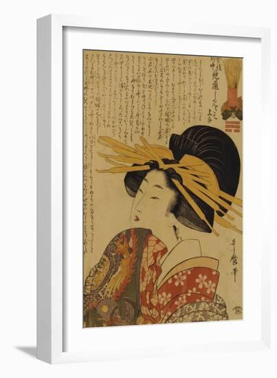 A Courtesan Raising Her Sleeve-Kitagawa Utamaro-Framed Giclee Print