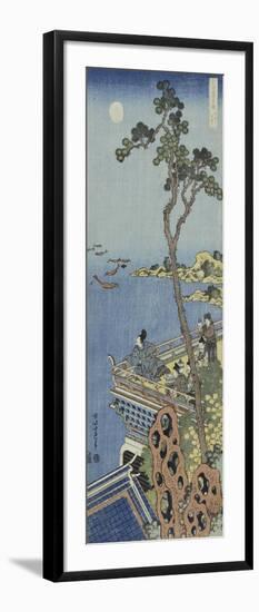 A Courtier on the Balcony of a Chinese Pavilion Looking in the Distance on a Moonlit Night-Katsushika Hokusai-Framed Giclee Print