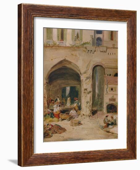 'A Courtyard in Genoa', c1850, (1935)-James Holland-Framed Giclee Print