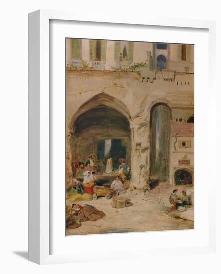 'A Courtyard in Genoa', c1850, (1935)-James Holland-Framed Giclee Print