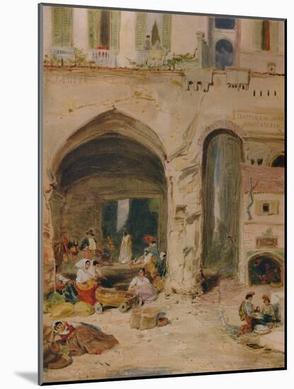 'A Courtyard in Genoa', c1850, (1935)-James Holland-Mounted Giclee Print