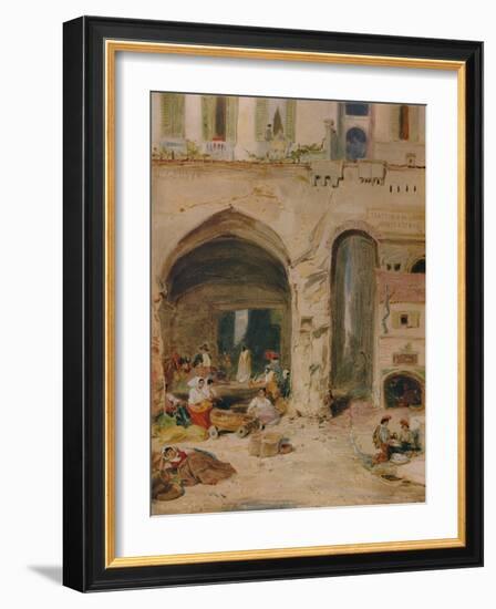 'A Courtyard in Genoa', c1850, (1935)-James Holland-Framed Giclee Print