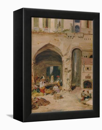 'A Courtyard in Genoa', c1850, (1935)-James Holland-Framed Premier Image Canvas