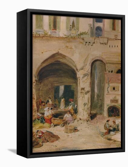 'A Courtyard in Genoa', c1850, (1935)-James Holland-Framed Premier Image Canvas