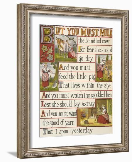 A Cow Being Milked by a Maid. a Nursery Rhyme.-null-Framed Giclee Print