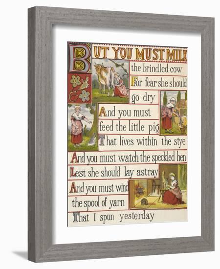 A Cow Being Milked by a Maid. a Nursery Rhyme.-null-Framed Giclee Print