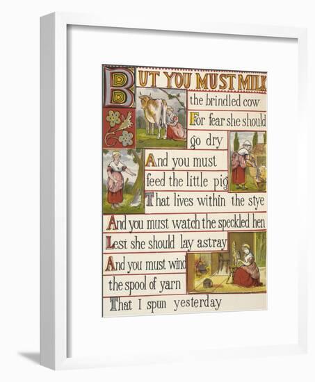 A Cow Being Milked by a Maid. a Nursery Rhyme.-null-Framed Giclee Print