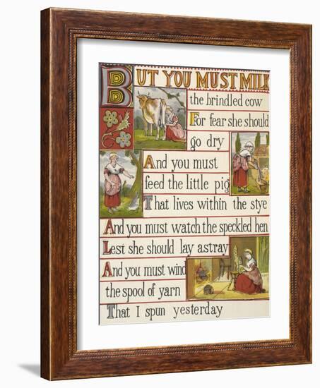 A Cow Being Milked by a Maid. a Nursery Rhyme.-null-Framed Giclee Print