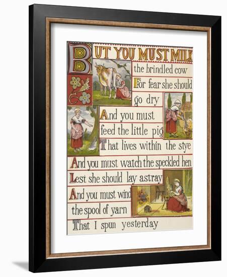 A Cow Being Milked by a Maid. a Nursery Rhyme.-null-Framed Giclee Print