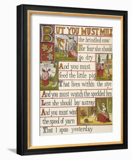 A Cow Being Milked by a Maid. a Nursery Rhyme.-null-Framed Giclee Print