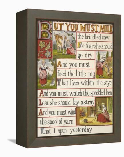 A Cow Being Milked by a Maid. a Nursery Rhyme.-null-Framed Premier Image Canvas