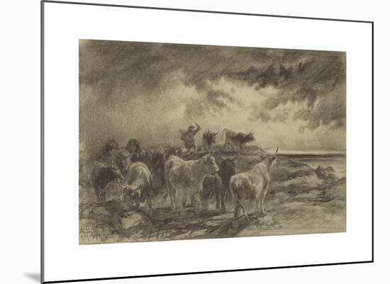 A Cowherd Driving Cattle-Rosa Bonheur-Mounted Premium Giclee Print