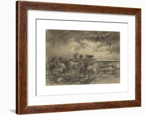 A Cowherd Driving Cattle-Rosa Bonheur-Framed Premium Giclee Print