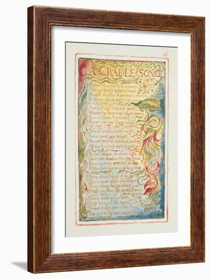 A Cradle Song: Plate 16 from 'Songs of Innocence and of Experience' C.1815-26-William Blake-Framed Giclee Print