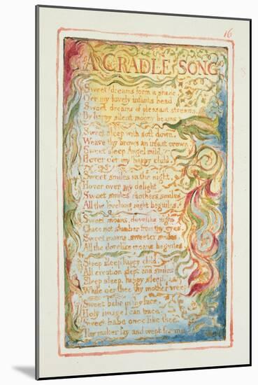 A Cradle Song: Plate 16 from 'Songs of Innocence and of Experience' C.1815-26-William Blake-Mounted Giclee Print