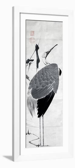 A Cranes Sumi on Paper 1-Jakuchu Ito-Framed Giclee Print