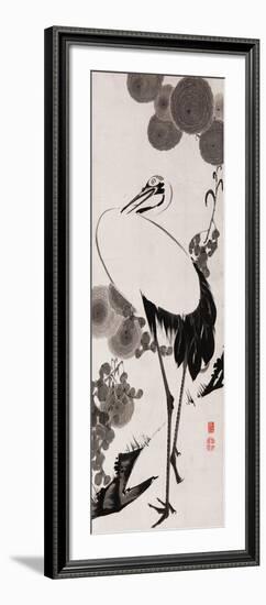 A Cranes Sumi on Paper 2-Jakuchu Ito-Framed Giclee Print