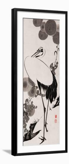 A Cranes Sumi on Paper 2-Jakuchu Ito-Framed Giclee Print