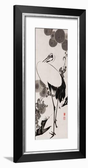 A Cranes Sumi on Paper 2-Jakuchu Ito-Framed Giclee Print