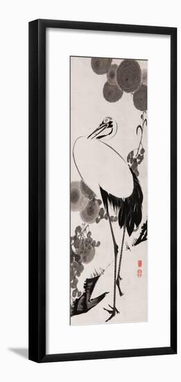 A Cranes Sumi on Paper 2-Jakuchu Ito-Framed Giclee Print