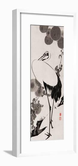 A Cranes Sumi on Paper 2-Jakuchu Ito-Framed Giclee Print